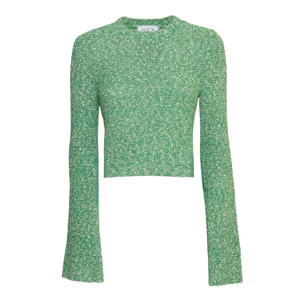 Cork cropped green cotton jumper 