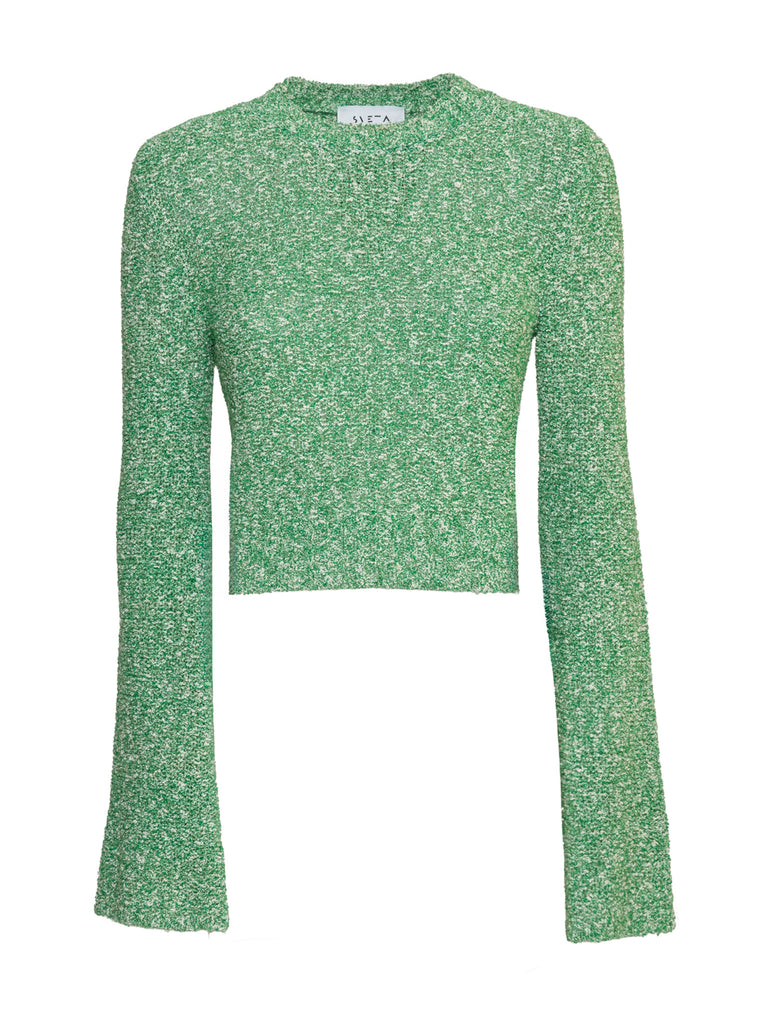 Cork cropped green cotton jumper 