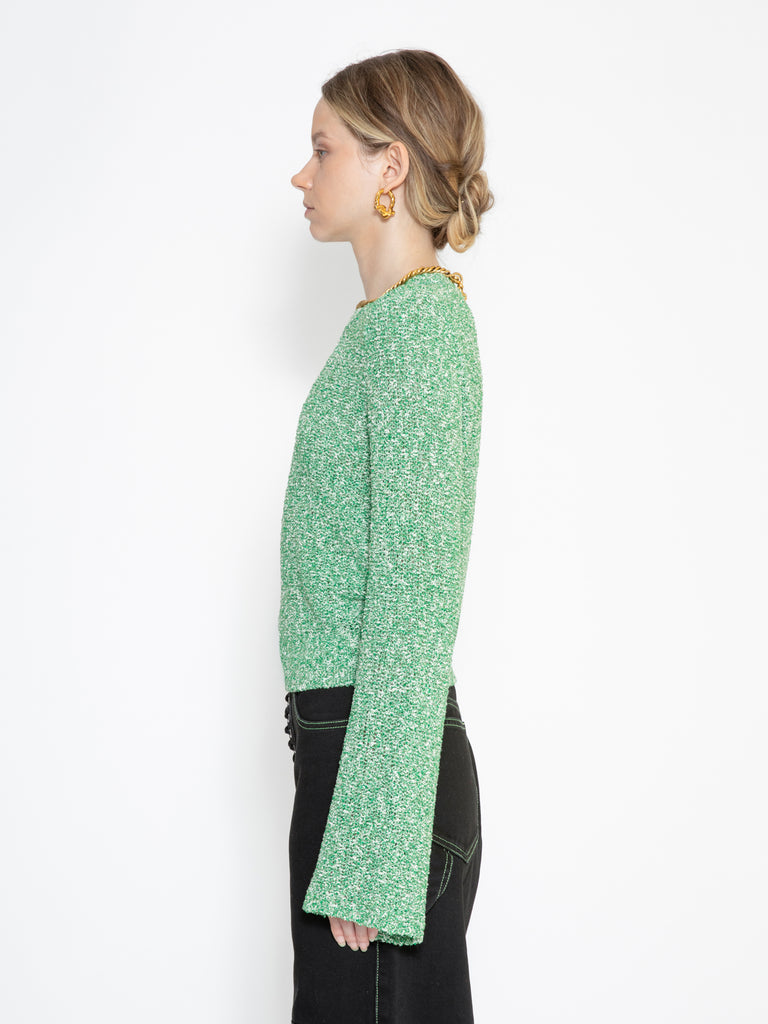Cork green cropped cotton jumper from lateral side