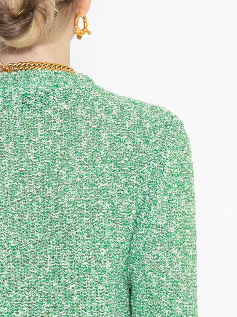Cork green cropped cotton jumper close-up