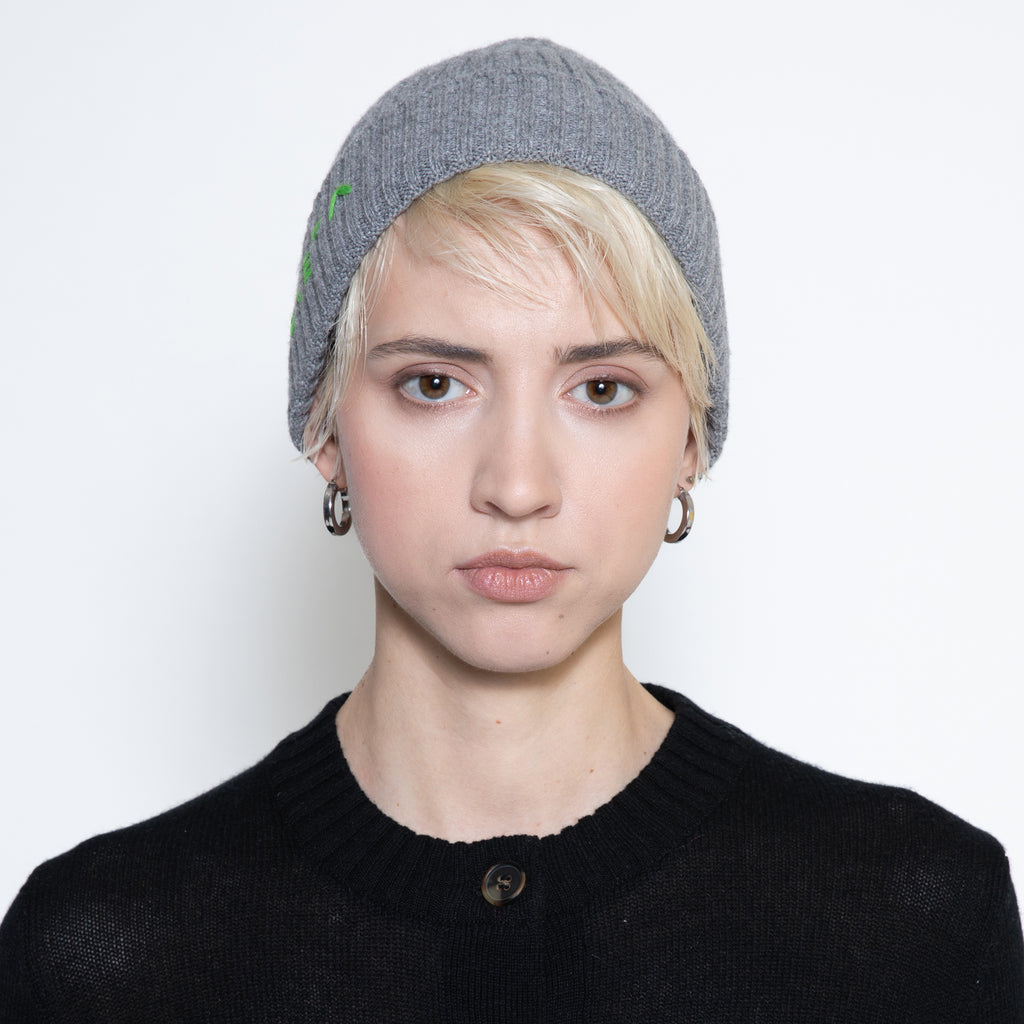 Milano light grey cashmere beanie 
