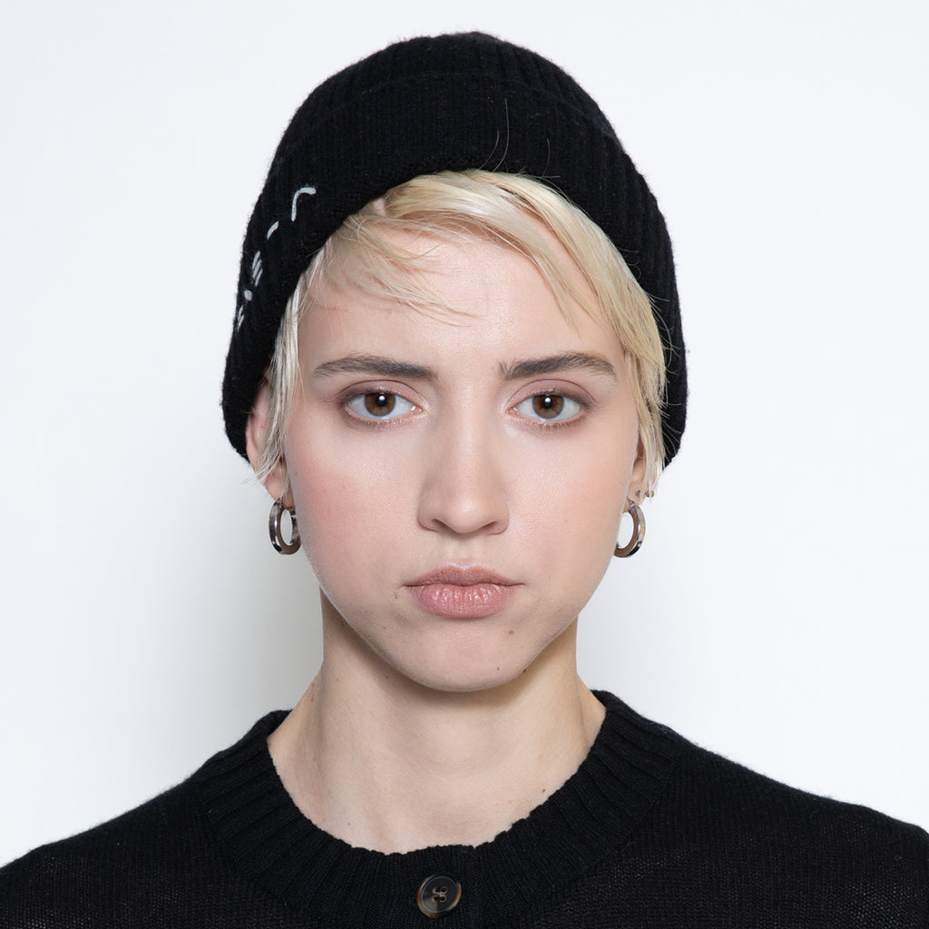 Milano black cashmere beanie