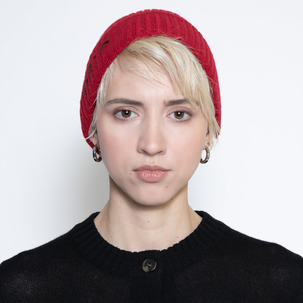 Milano red cashmere beanie