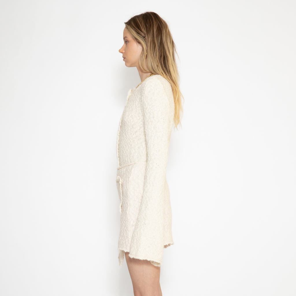thelma alpaca wool skirt from lateral side paired with Louise alpaca wool cardigan