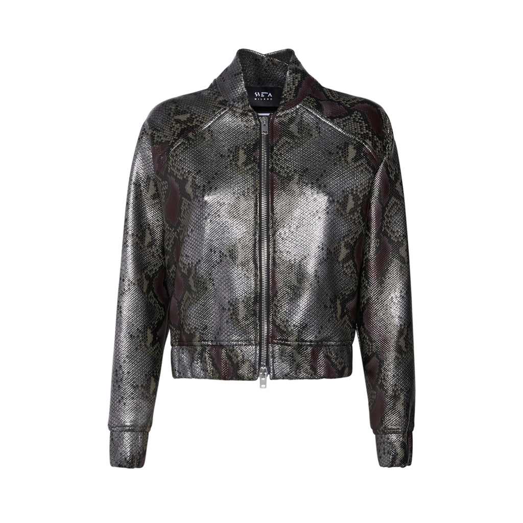 Sveta Milano  python-effect bomber Joshua. Shop at svetamilano.com. Collection by Sveta Sotnikova. Now on svetamilano.com. Made in Italy. Secured Payment. Extended Returns. Python jacket. Bomber jacket. Best bomber jackets. Rocker. Grunge. Luxury fashion. Timeless fashion. Sustainable fashion. Slow fashion. Luxury clothes. Luxury clothing brands. Cool clothing brands. Bomberjacke. Blouson jacket. Blousons. Veste. Python jacket.