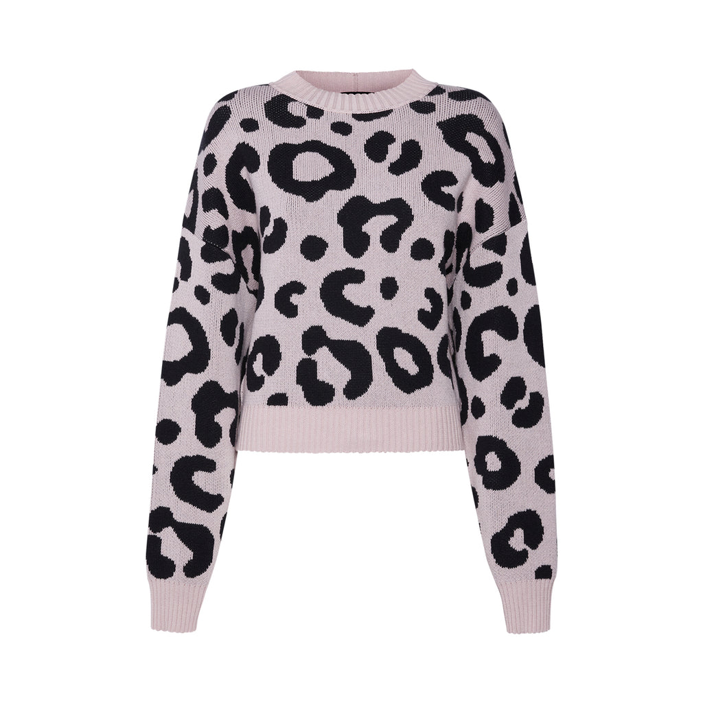 Sveta Milano Maglione girocollo jacquard Denver in rosa e nero