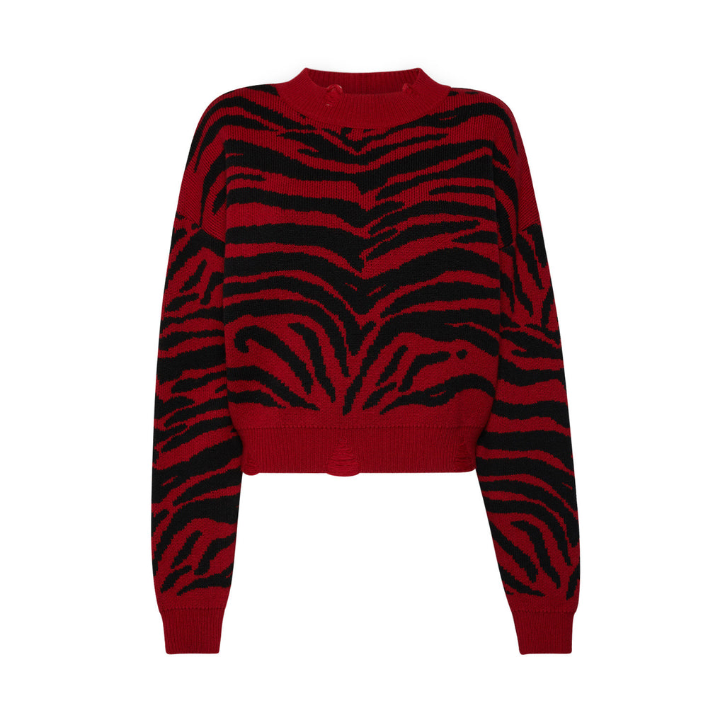 Sveta Milano Girocollo corto jacquard Denver in rosso e nero