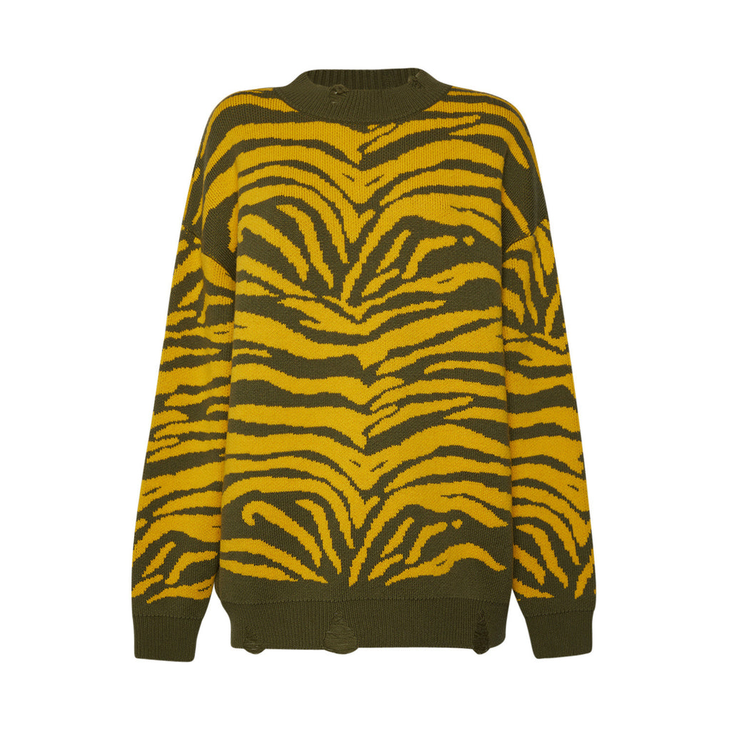 Sveta Milano  green and yellow chunky sweater Arizona. Chunky Sweater. Sweaters. Pullovers. Knitwear. Made in Italy. Secured Payment. Extended Returns. Tiger sweater. Pull femme. Pull rock. Pull tigre. Tricots. Chandail. Pull femme marque. Pull rock and roll. Pull femme chic et original. Cardigan court femme. Cardigan femme. Cardigan long femme. Pull grosse maille. Pullover damen. Strickjacke. Strickwaren. Kurze strickjacke. Strickwaren. Strickpullover. Strickpullover damen.  