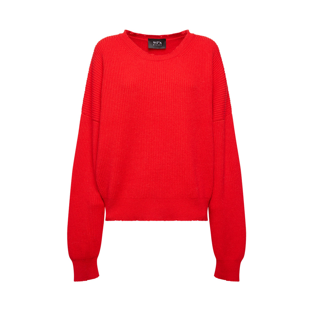 Sveta Milano Maglione girocollo Lilith rosso in misto cashmere