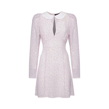 Sveta Milano polka-dot silk dress Seattle with embroidered collar. Silk dress. Silk short dress. Polka dot dress. Seidenkleid. Seidenkleider made in italy. Gepunktetes kleid. Robe en soie. Robe à pois. Robe a pois femme. Glam rock. Glam rock fashion. 
